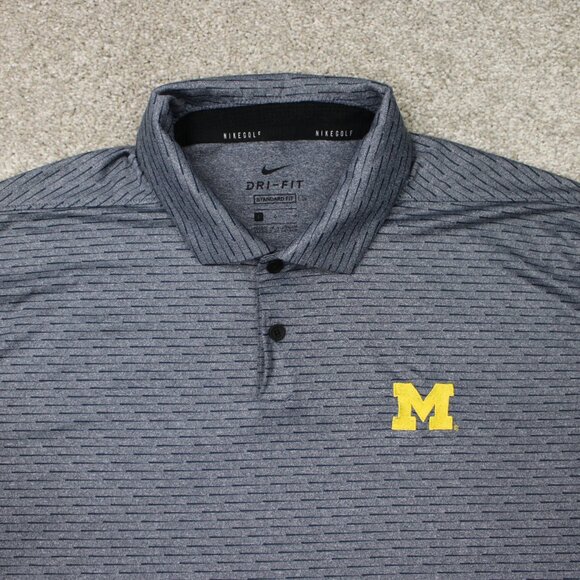 Nike Golf Michigan Polo Shirt Mens Large Blue Vapor Standard Fit S/S Dri-Fit - Picture 5 of 13